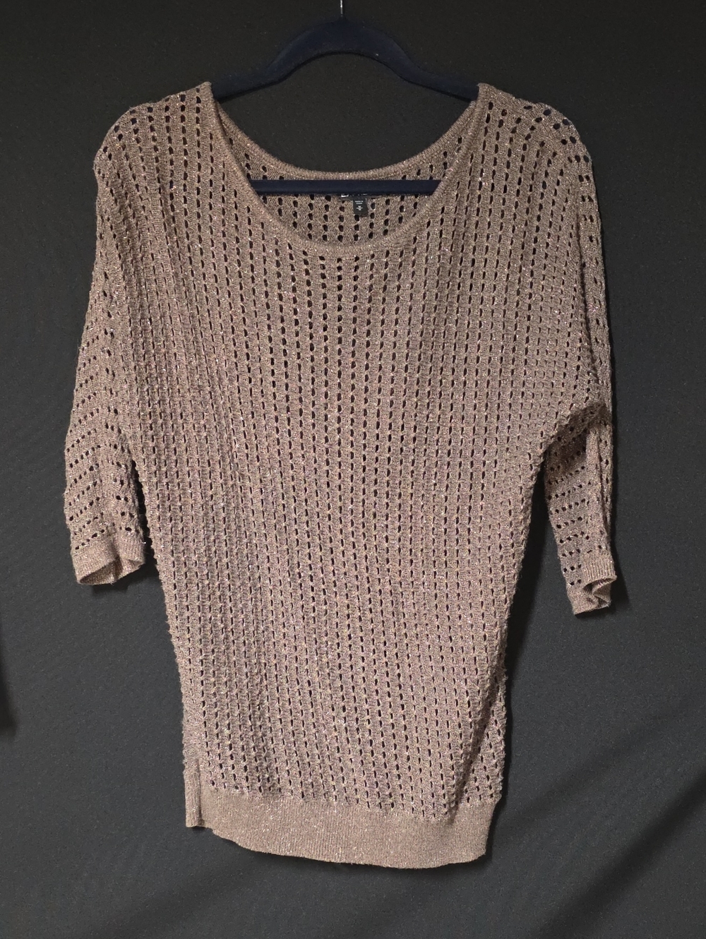Express Open-Knit Scoop Neck Sweater in Taupe